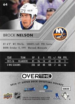 2016-17 Upper Deck Overtime #64 Brock Nelson Back