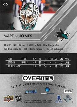 2016-17 Upper Deck Overtime #66 Martin Jones Back