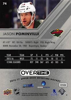 2016-17 Upper Deck Overtime #74 Jason Pominville Back