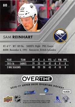 2016-17 Upper Deck Overtime #80 Sam Reinhart Back