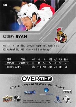 2016-17 Upper Deck Overtime #88 Bobby Ryan Back
