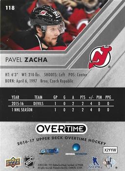 2016-17 Upper Deck Overtime #118 Pavel Zacha Back