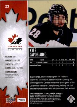 2015 Upper Deck Team Canada Juniors #23 Kyle Capobianco Back