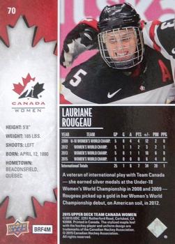 2015 Upper Deck Team Canada Juniors #70 Lauriane Rougeau Back