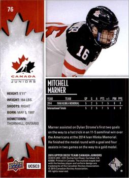 2015 Upper Deck Team Canada Juniors #76 Mitch Marner Back