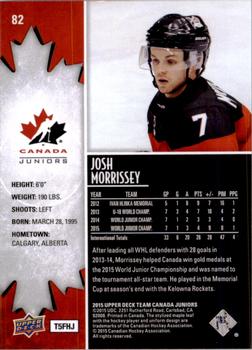 2015 Upper Deck Team Canada Juniors #82 Josh Morrissey Back