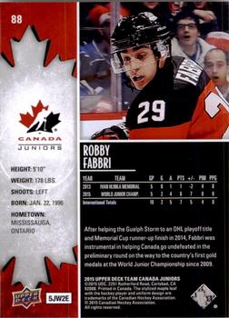 2015 Upper Deck Team Canada Juniors #88 Robby Fabbri Back