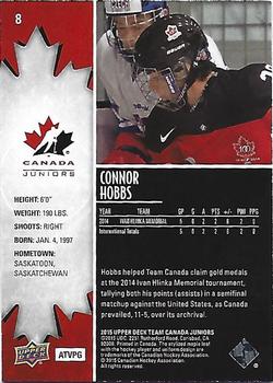 2015 Upper Deck Team Canada Juniors - Base - Exclusives #8 Connor Hobbs Back