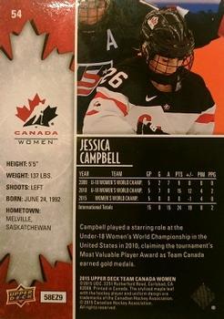2015 Upper Deck Team Canada Juniors - Base - High Gloss #54 Jessica Campbell Back