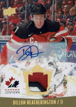 2015 Upper Deck Team Canada Juniors - Gold Spectrum Autograph Patch #112 Dillon Heatherington Front