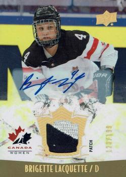 2015 Upper Deck Team Canada Juniors - Gold Spectrum Autograph Patch #154 Brigette Lacquette Front