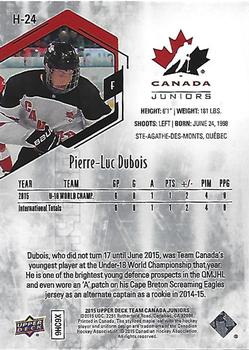 2015 Upper Deck Team Canada Juniors - Hydro #H-24 Pierre-Luc Dubois Back