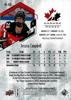 2015 Upper Deck Team Canada Juniors - Hydro #H-55 Jessica Campbell Back