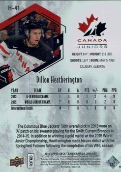 2015 Upper Deck Team Canada Juniors - Hydro - Red #H-41 Dillon Heatherington Back