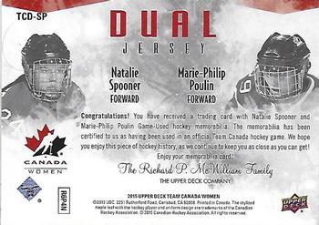 2015 Upper Deck Team Canada Juniors - Jersey Dual #TCD-SP Natalie Spooner/Marie-Philip Poulin Back