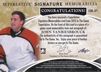 2015-16 Leaf In The Game Superlative - Signature Memorabilia #SSM-JV1 John Vanbiesbrouck Back