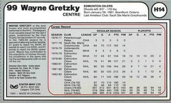 1983 Edmonton Oilers Dollars #H14 Wayne Gretzky Back