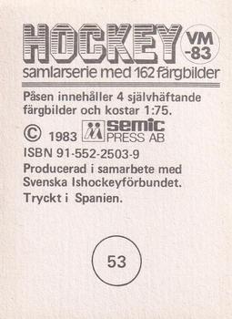 1983 Semic Hockey VM (Swedish) #53 Slava Fetisov Back