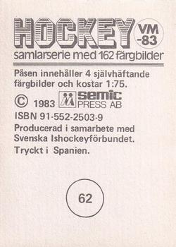 1983 Semic Hockey VM (Swedish) #62 Vladimir Krutov Back