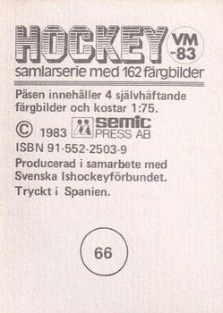 1983 Semic Hockey VM (Swedish) #66 Vladimir Golikov Back
