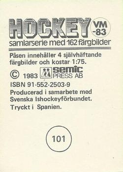 1983 Semic Hockey VM (Swedish) #101 Erich Weishaupt Back