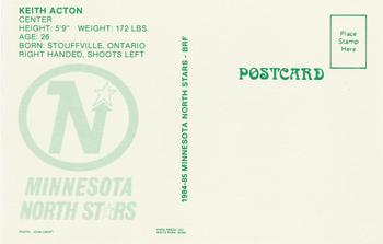 1984-85 Minnesota North Stars Postcards #NNO Keith Acton Back