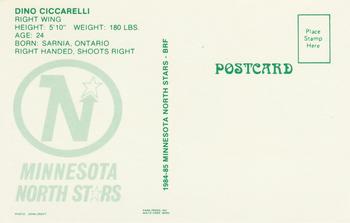 1984-85 Minnesota North Stars Postcards #NNO Dino Ciccarelli Back