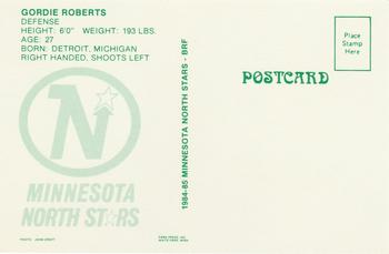 1984-85 Minnesota North Stars Postcards #NNO Gordie Roberts Back