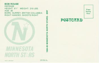 1984-85 Minnesota North Stars Postcards #NNO Bob Rouse Back