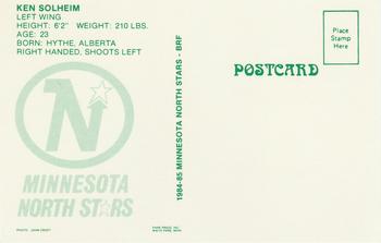 1984-85 Minnesota North Stars Postcards #NNO Ken Solheim Back