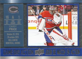 2016-17 Upper Deck Tim Hortons - Game Day Action #GDA-8 Carey Price Front