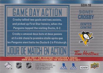 2016-17 Upper Deck Tim Hortons - Game Day Action #GDA-10 Sidney Crosby Back