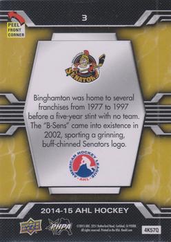 2014-15 Upper Deck AHL - Logo Stickers #3 Binghamton Senators Back