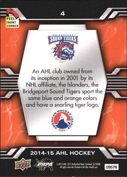 2014-15 Upper Deck AHL - Logo Stickers #4 Bridgeport Sound Tigers Back