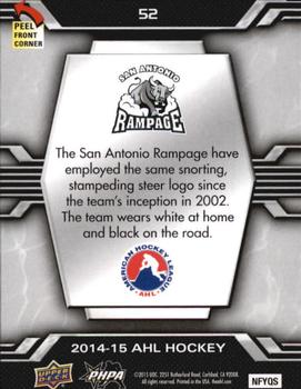 2014-15 Upper Deck AHL - Logo Stickers #52 San Antonio Rampage Back