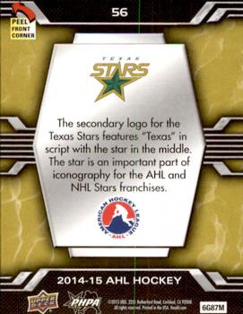 2014-15 Upper Deck AHL - Logo Stickers #56 Texas Stars Back