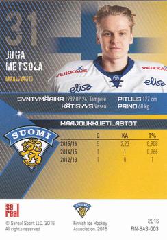 2016 Sereal Team Finland #FIN-BAS-003 Juha Metsola Back