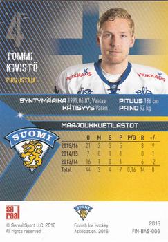 2016 Sereal Team Finland #FIN-BAS-006 Tommi Kivistö Back