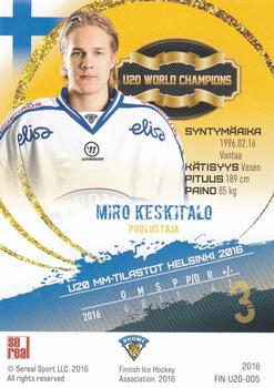 2016 Sereal Team Finland - U20 #FIN-U20-005 Miro Keskitalo Back