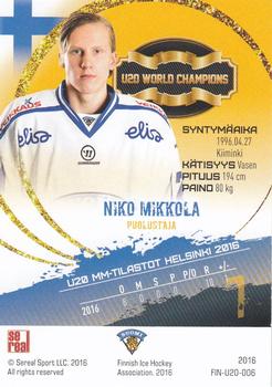 2016 Sereal Team Finland - U20 #FIN-U20-006 Niko Mikkola Back