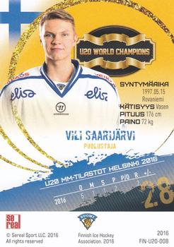2016 Sereal Team Finland - U20 #FIN-U20-008 Vili Saarijärvi Back