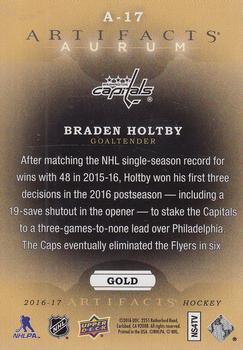 2016-17 Upper Deck Artifacts - Aurum #A-17 Braden Holtby Back