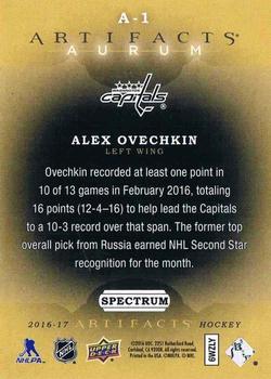 2016-17 Upper Deck Artifacts - Aurum Gold Spectrum #A-1 Alexander Ovechkin Back