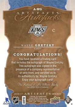 2016-17 Upper Deck Artifacts - AutoFacts #A-WG Wayne Gretzky Back