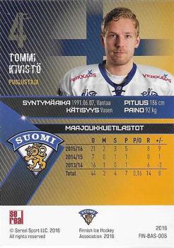 2016 Sereal Team Finland - Blue #FIN-BAS-006 Tommi Kivistö Back