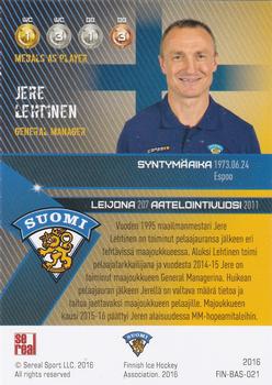 2016 Sereal Team Finland - Silver #FIN-BAS-021 Jere Lehtinen Back
