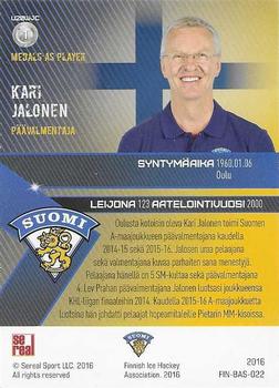 2016 Sereal Team Finland - Silver #FIN-BAS-022 Kari Jalonen Back