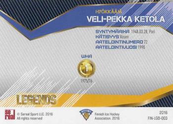 2016 Sereal Team Finland - Legends #FIN-LGD-003 Veli-Pekka Ketola Back