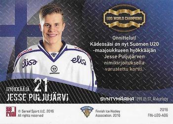 2016 Sereal Team Finland - U20 Autographs #FIN-U20-A06 Jesse Puljujärvi Back