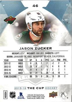 2015-16 Upper Deck The Cup #46 Jason Zucker Back